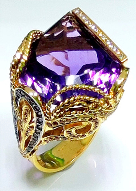 Кольцо Эстерелла золото 750 аметист, сапфир, бриллиант