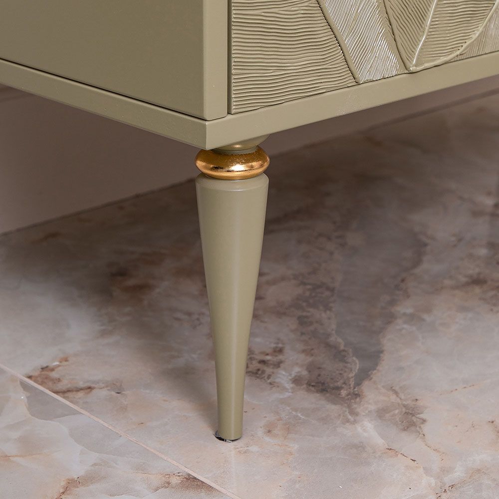 Комод Арт Колор leaves Классик Голд с 2 полками Зеленая олива