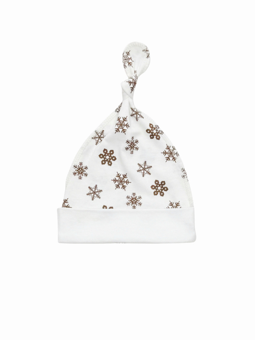 Шапочка-узелок Снежинки chocolate