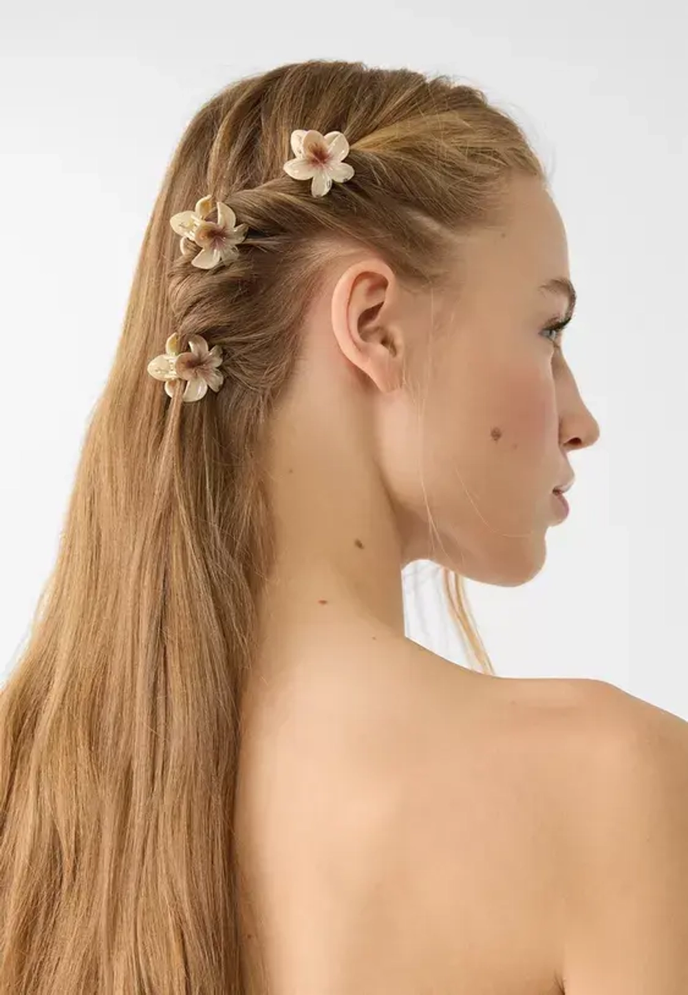 STRADIVARIUS Набор из 6 мини-заколок для волос в виде цветов, экрю