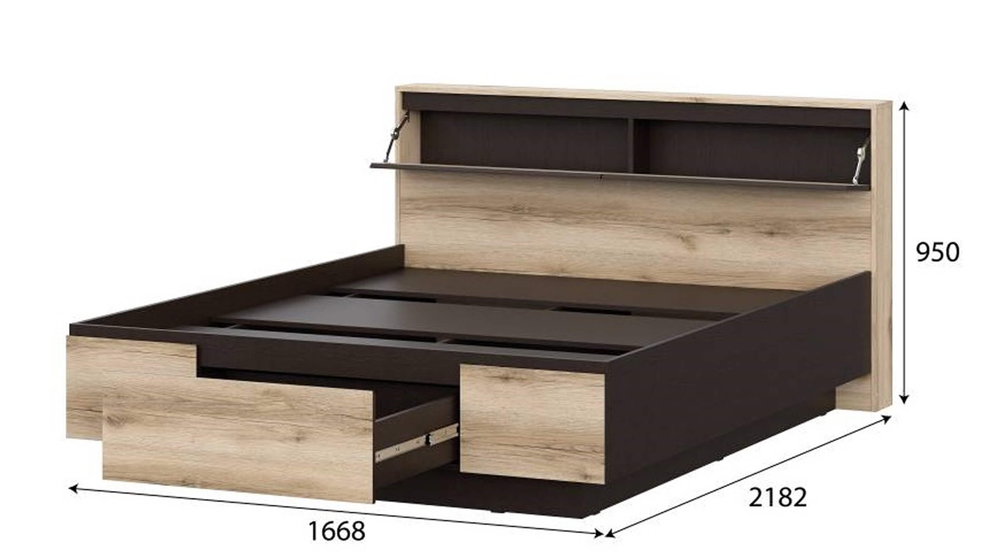 Кровать двойная (1,6х2,0) "Берген" серия 3