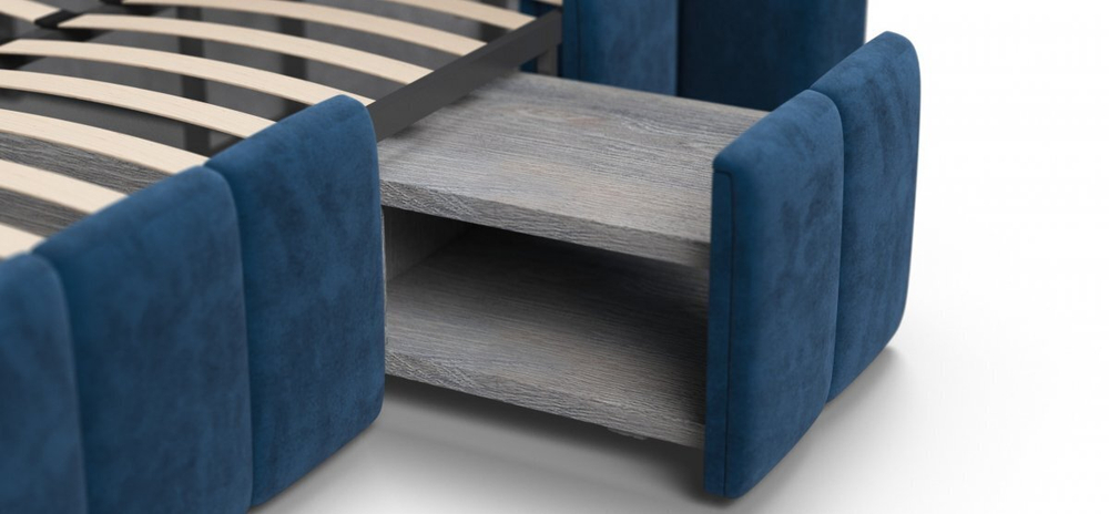 Босс ХО Кровать 180*200 без набора светильников Велюр Монолит синий