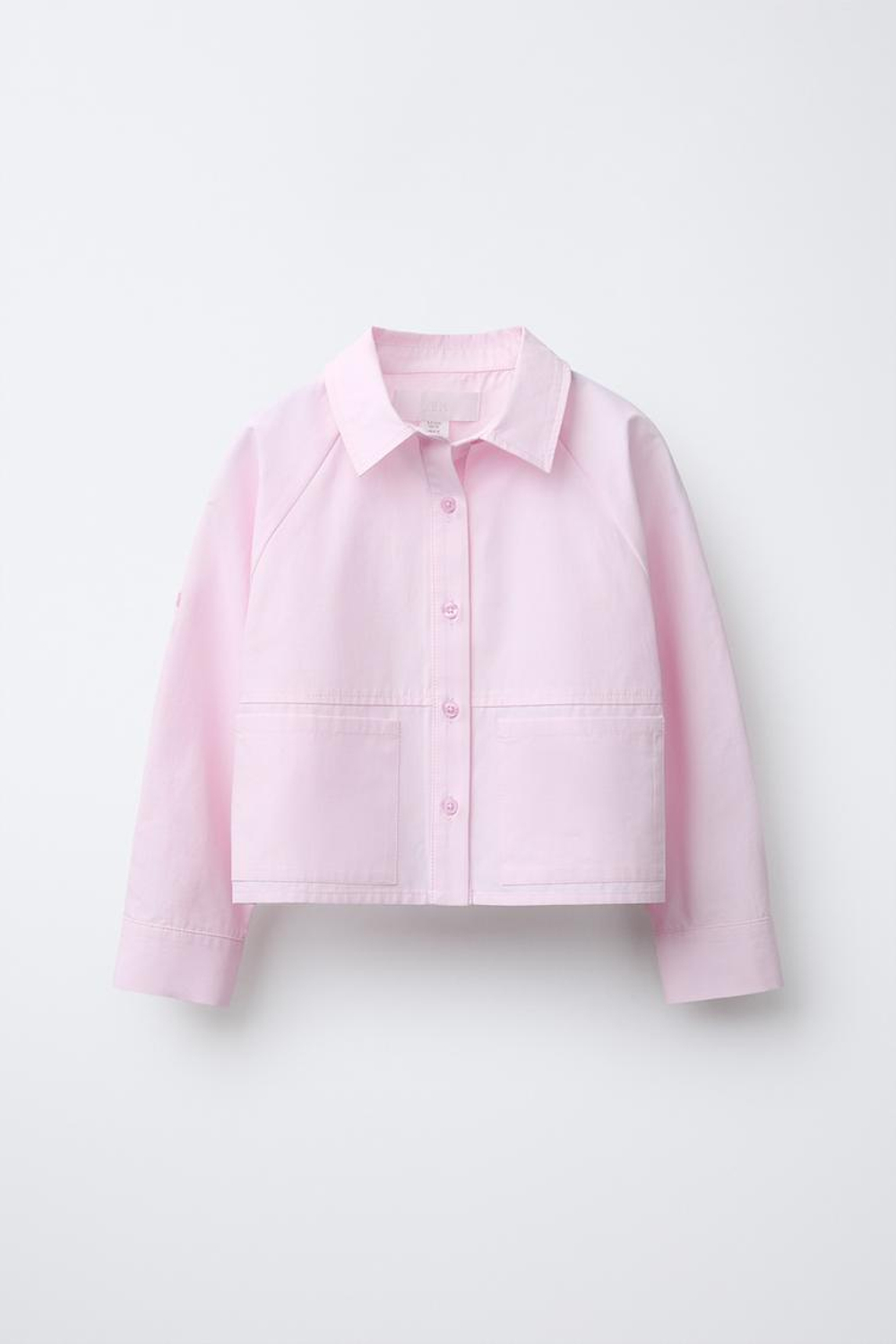 ZARA УКОРОЧЕННАЯ РУБАШКА С КАРМАНАМИ, РОЗОВЫЙ