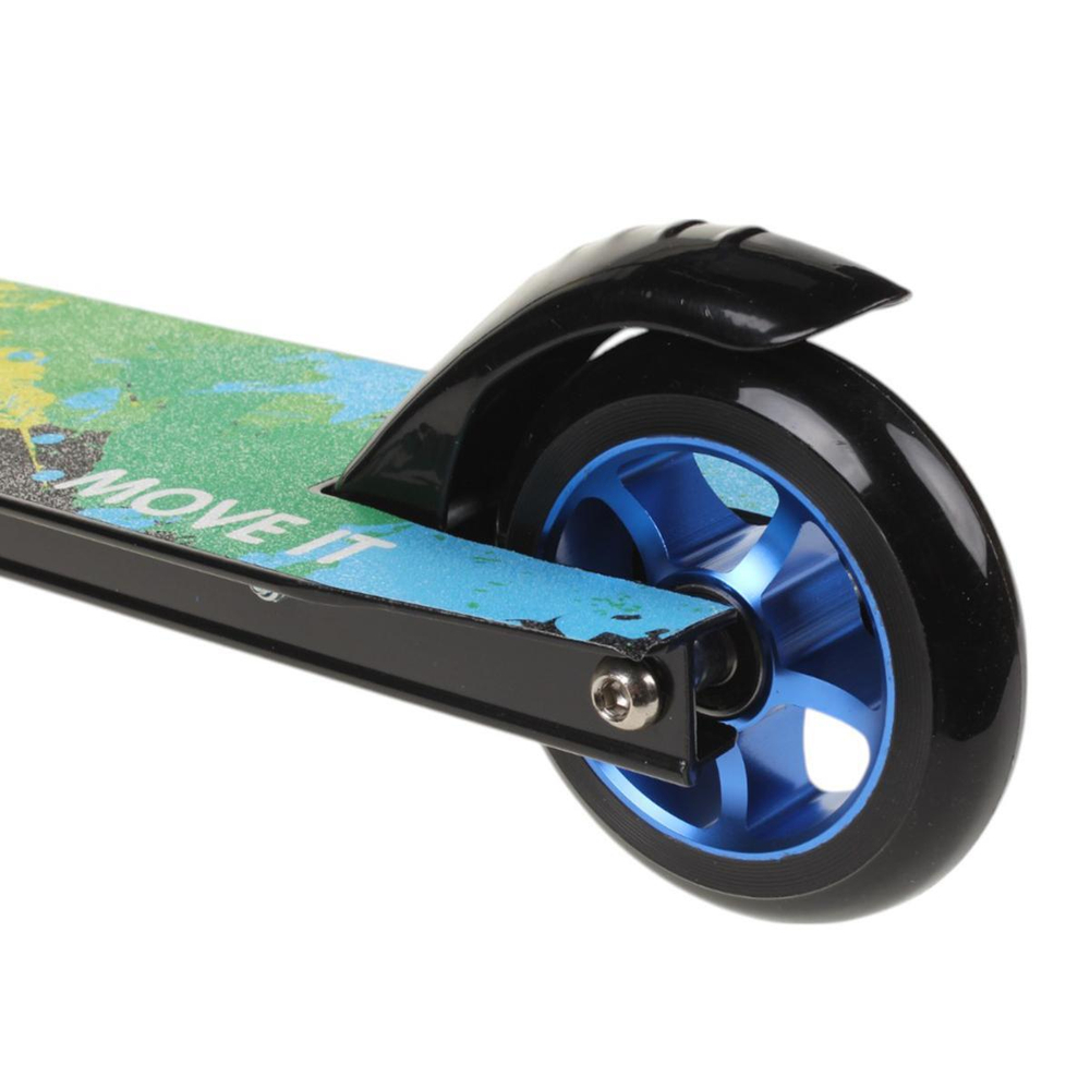 Самокат Алюминий трюковой алюм диски, колеса PU 100, синий, рисунок не микс, с-30834