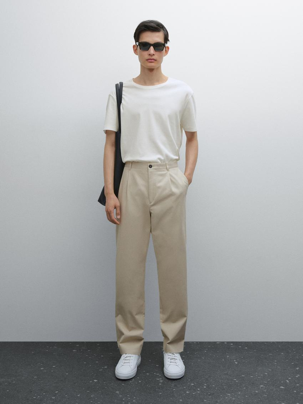 Massimo Dutti Футболка из 100% хлопка, натуральный, кремовый