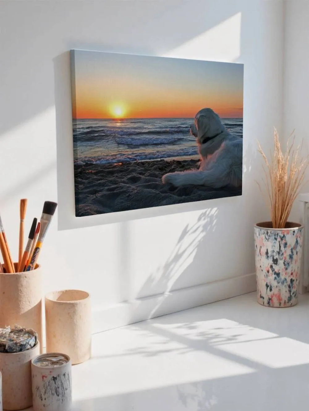 Картина на стену 40 X 50 Пес на пляже