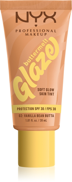 NYX Professional Makeup Buttermelt Glaze - Тонирующий крем для лица с SPF 30 оттенок 02 Vanilla Bean Butta, 30 ml