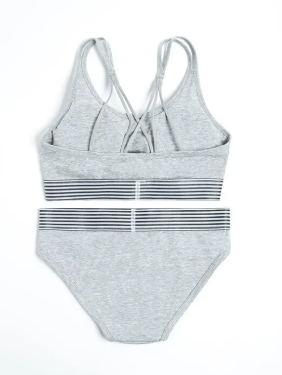 Комплект женский (топ с тонкими лямками, трусы), цвет серый МИКС, размер 44-46
