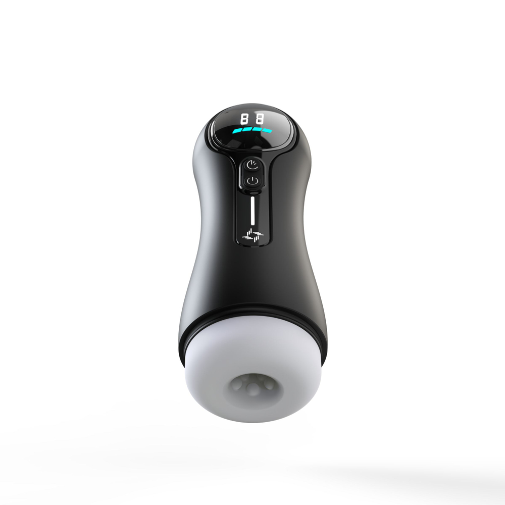 Мастурбатор в колбе с вибрацией и всасыванием (Цвет: черный с белым)