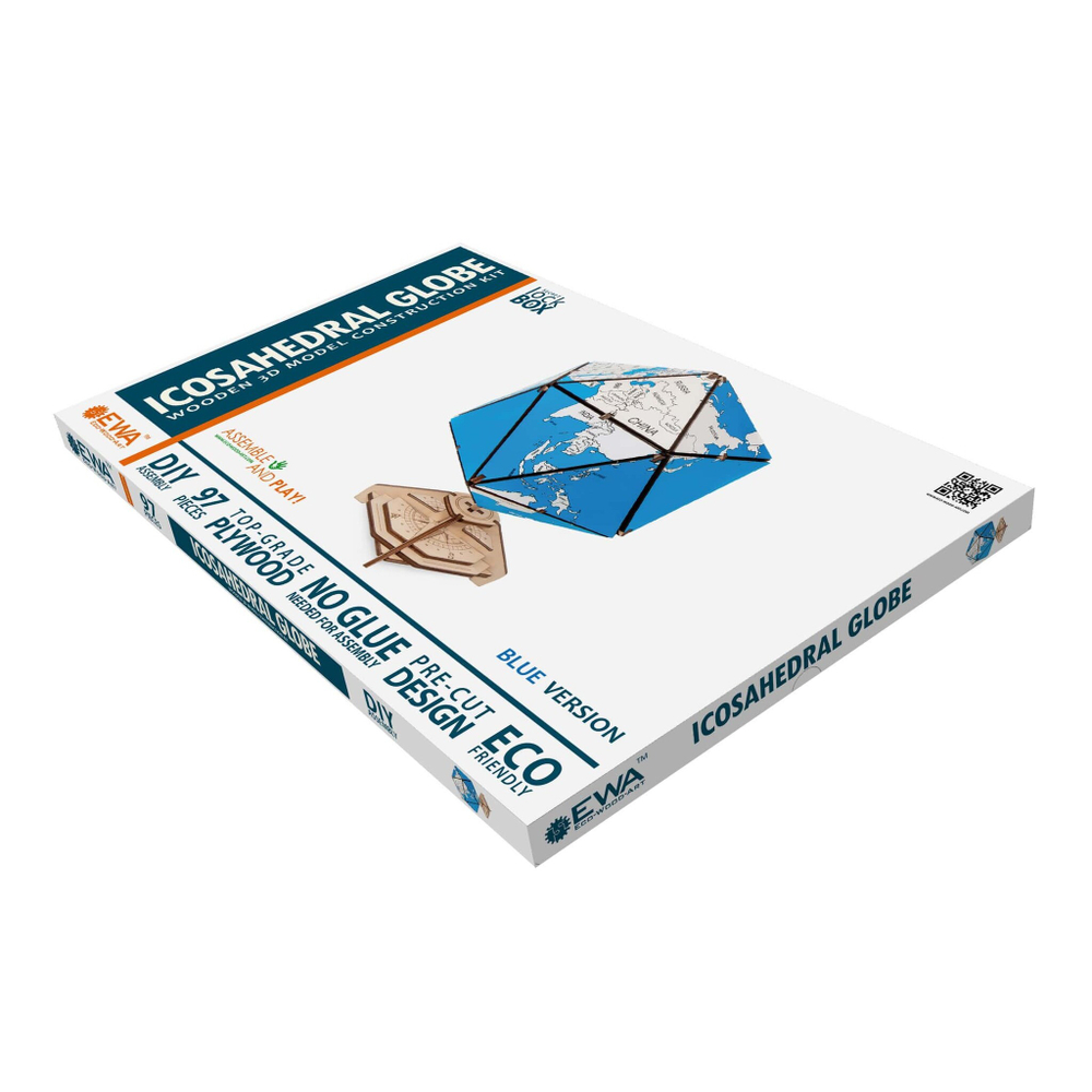 Деревянный конструктор Синий глобус Икосаэдр с секретом (EWA)