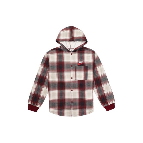 Supreme FW18 x Nike Plaid Hooded Sweatshirt Burgundy