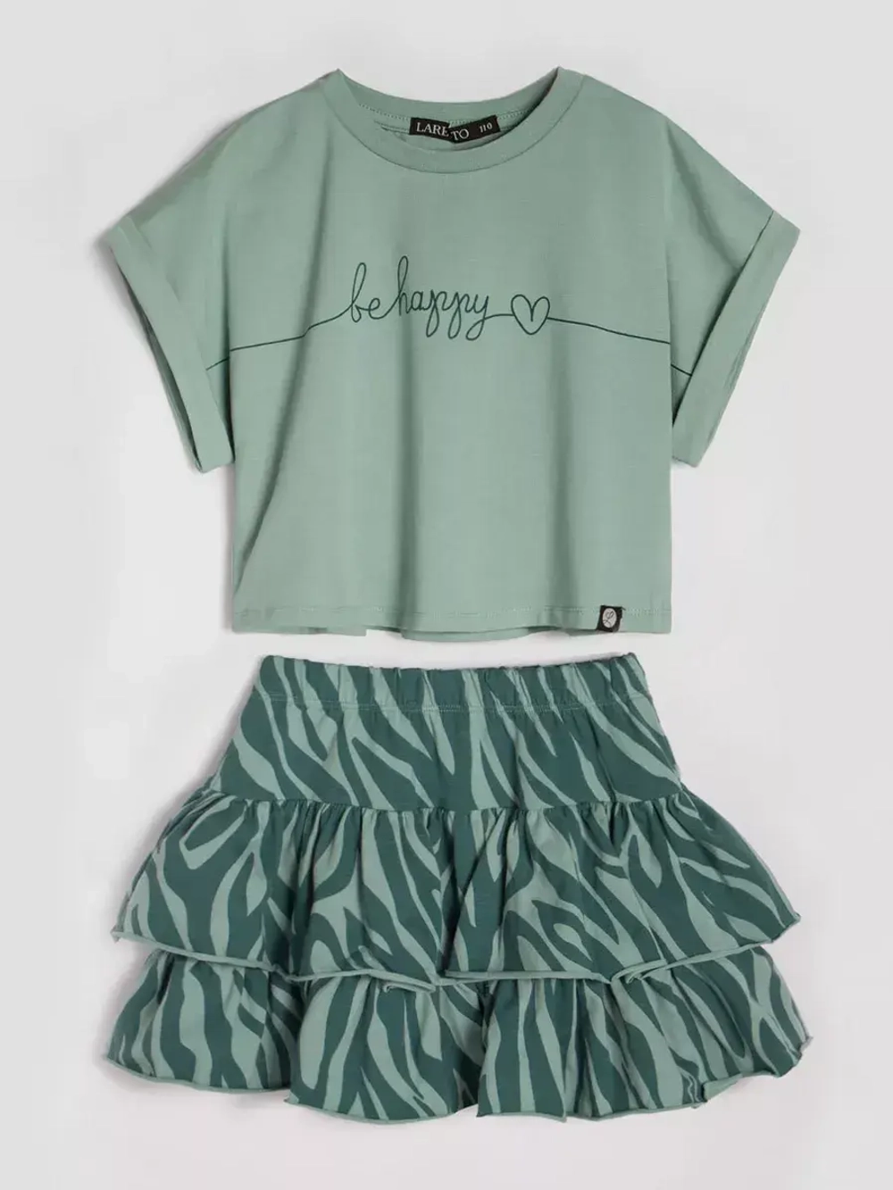 Летний костюм для девочки, юбка и футболка