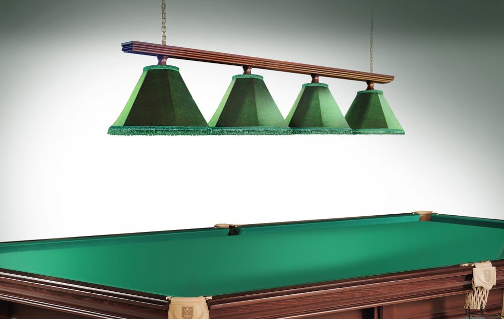 Лампа Классика 2 4пл. ясень (№1,бархат зеленый,бахрома желтая,фурнитура золото)