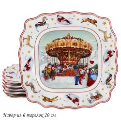 Lenardi 305-178 Набор из 6 тарелок 20х1,5см НОВЫЙ ГОД в под.уп.(х12)Фарфор