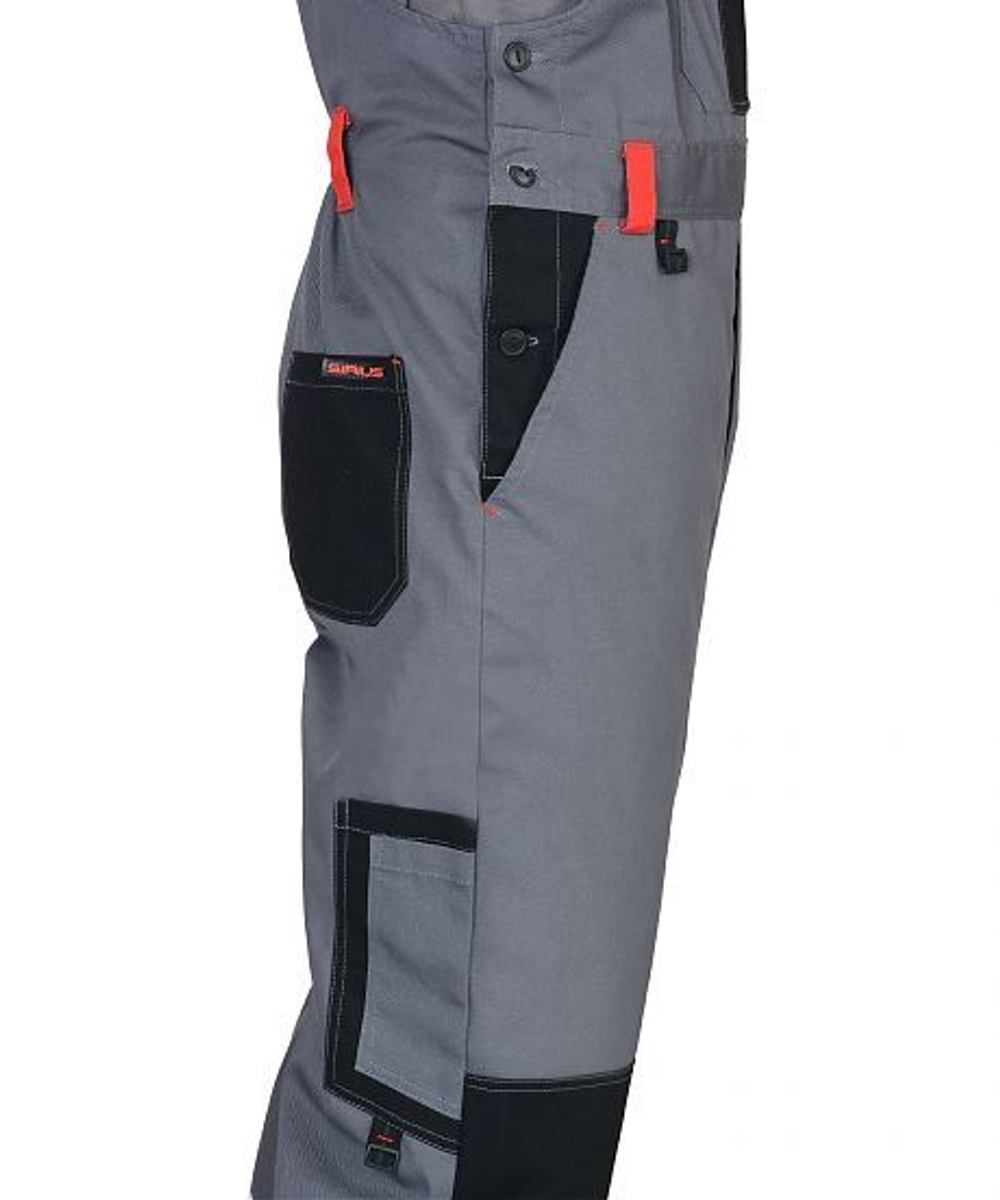 Полукомбинезон "СТАН" серый с черной и красной отделкой