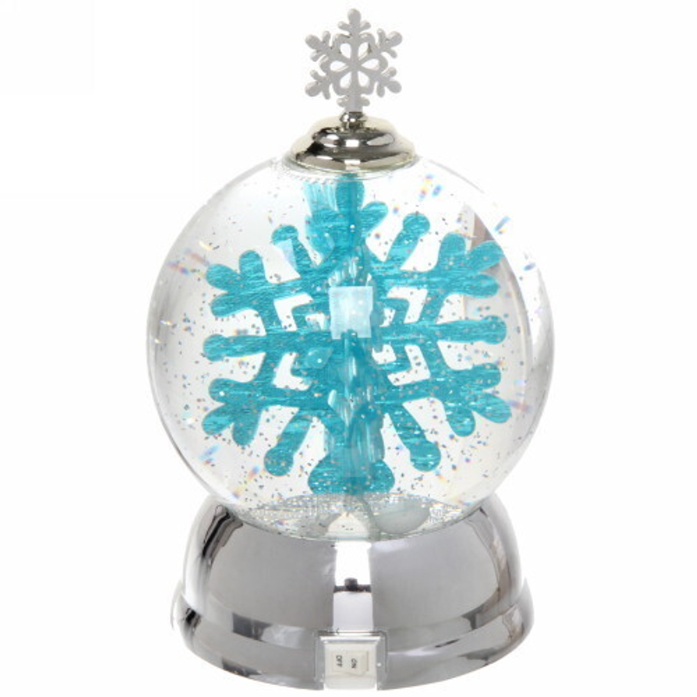 Сувенир с подсветкой «Снежинка в шаре» 17см Голубой