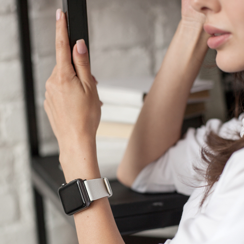 Ремешок для Apple Watch 44/45/46 mm из кожи теленка, белого цвета