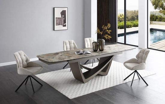 Стол обеденный раздвижной Scandi 200-300 испанская керамика на стекле