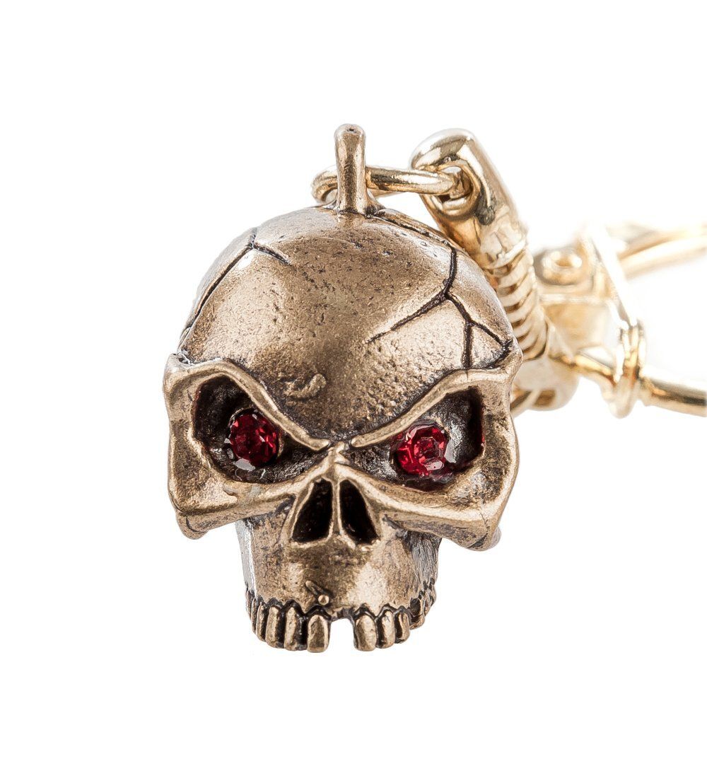 AM- 093 Брелок «Череп» (латунь, янтарь)