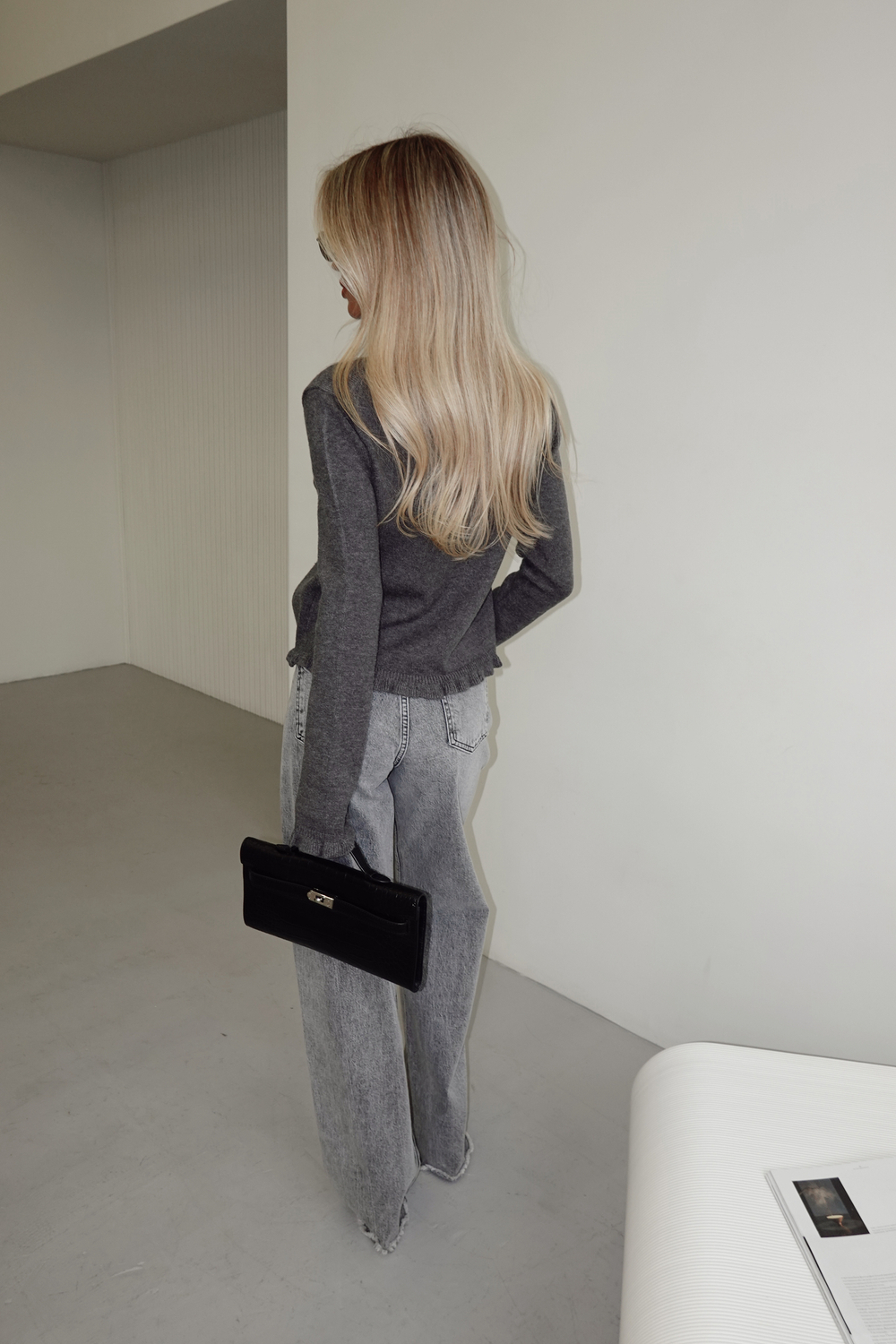 Кардиган из пряжи с кашемиром с оборкой