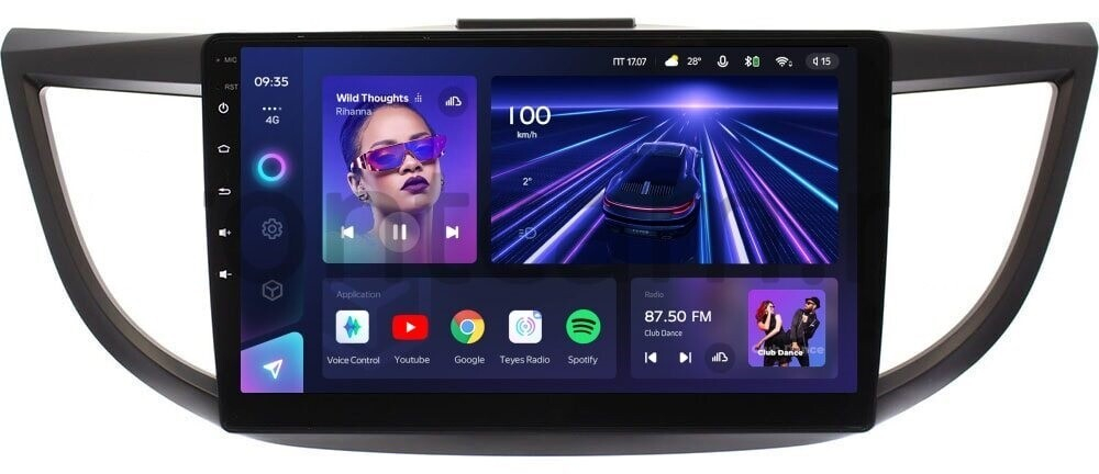 Магнитола для Honda CR-V 4 2012-2016 (большая рамка 10) - Teyes CC3 на Android 10, QLED, ТОП процессор, 4Гб+32Гб, CarPlay, 4G SIM-слот