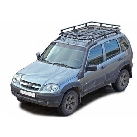 Багажник экспедиционный «Трофи» с сеткой, (на заводские рейлинги) Chevrolet Niva (03.2009 - )/Lada Niva (07.2020 -), Niva Travel