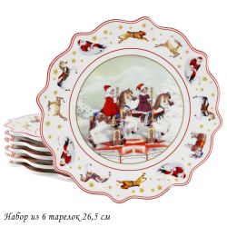 Lenardi 305-170 Набор из 6 тарелок 26,5х2,5см НОВЫЙ ГОД в под.уп.(х6)Фарфор
