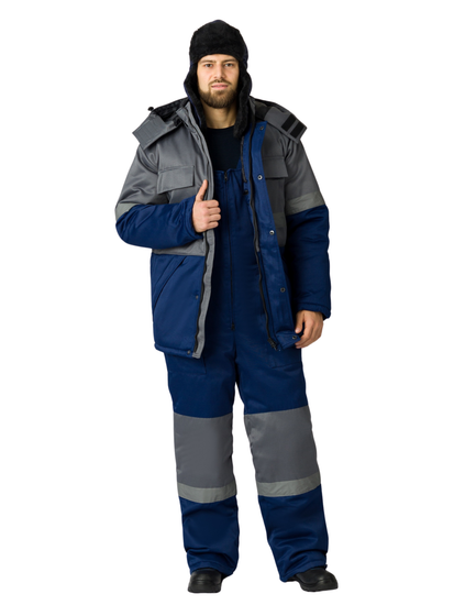 Костюм зимний "Нордхард-2" полукомбинезон (т.синий/серый)