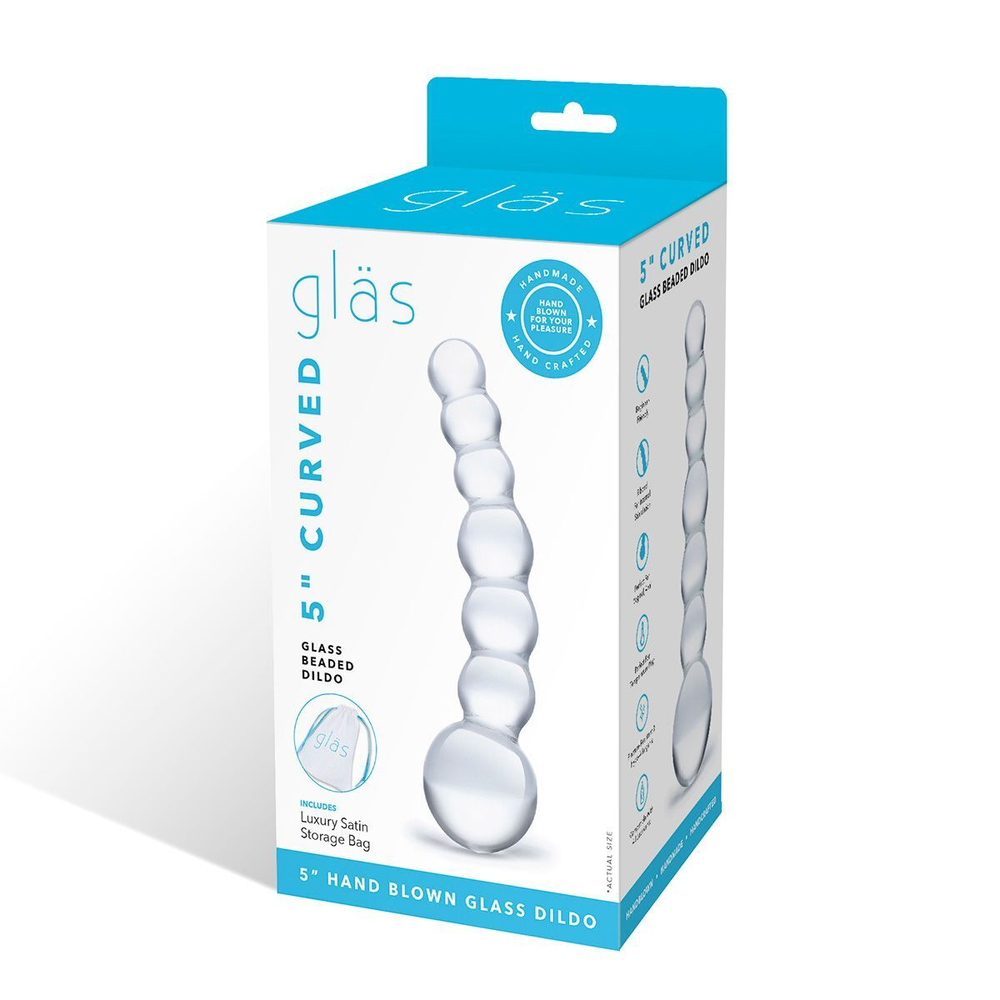 Изогнутый прозрачный стимулятор Beaded Dildo - 13 см. (Цвет: прозрачный)