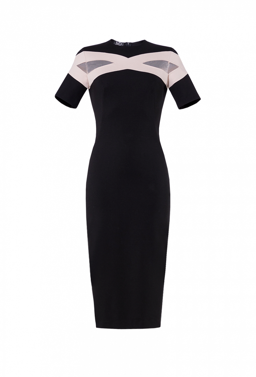 Платье-футляр с коротким рукавом черное 12-01-22 SS