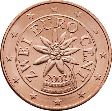 2 евроцента 2002 Австрия (2 euro cent)