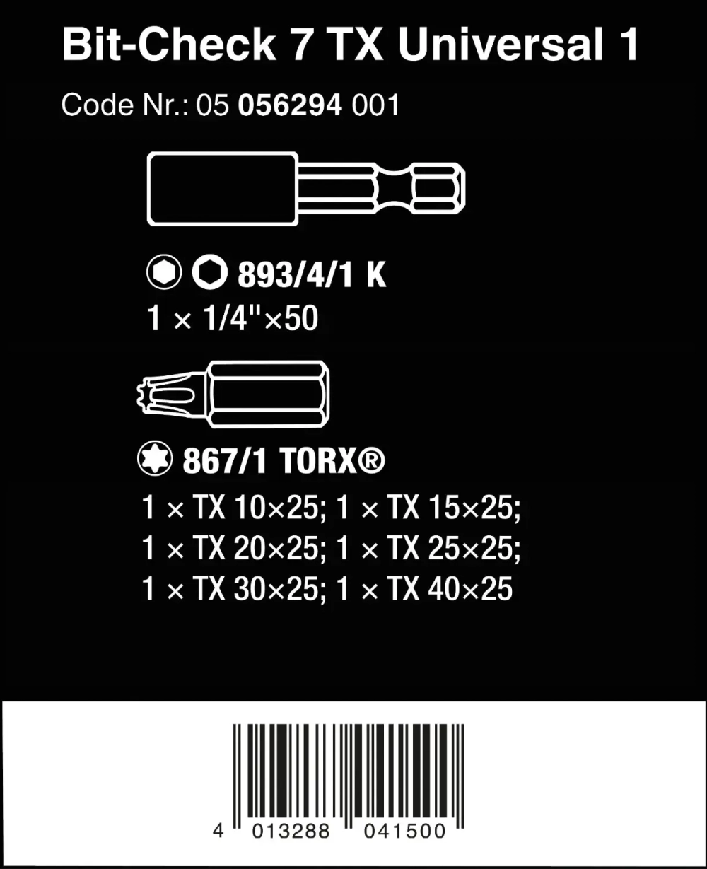 Набор насадок с держателем Mini-Check TX Wera 05056294001