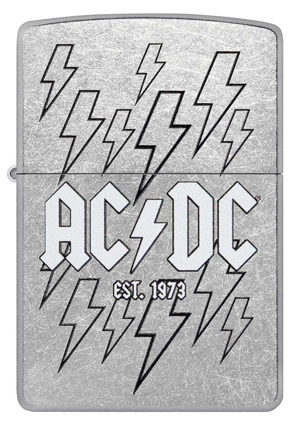 Зажигалка Zippo AC/DC с покрытием Street Chrome, латунь/сталь, серебристая, 38x13x57 мм