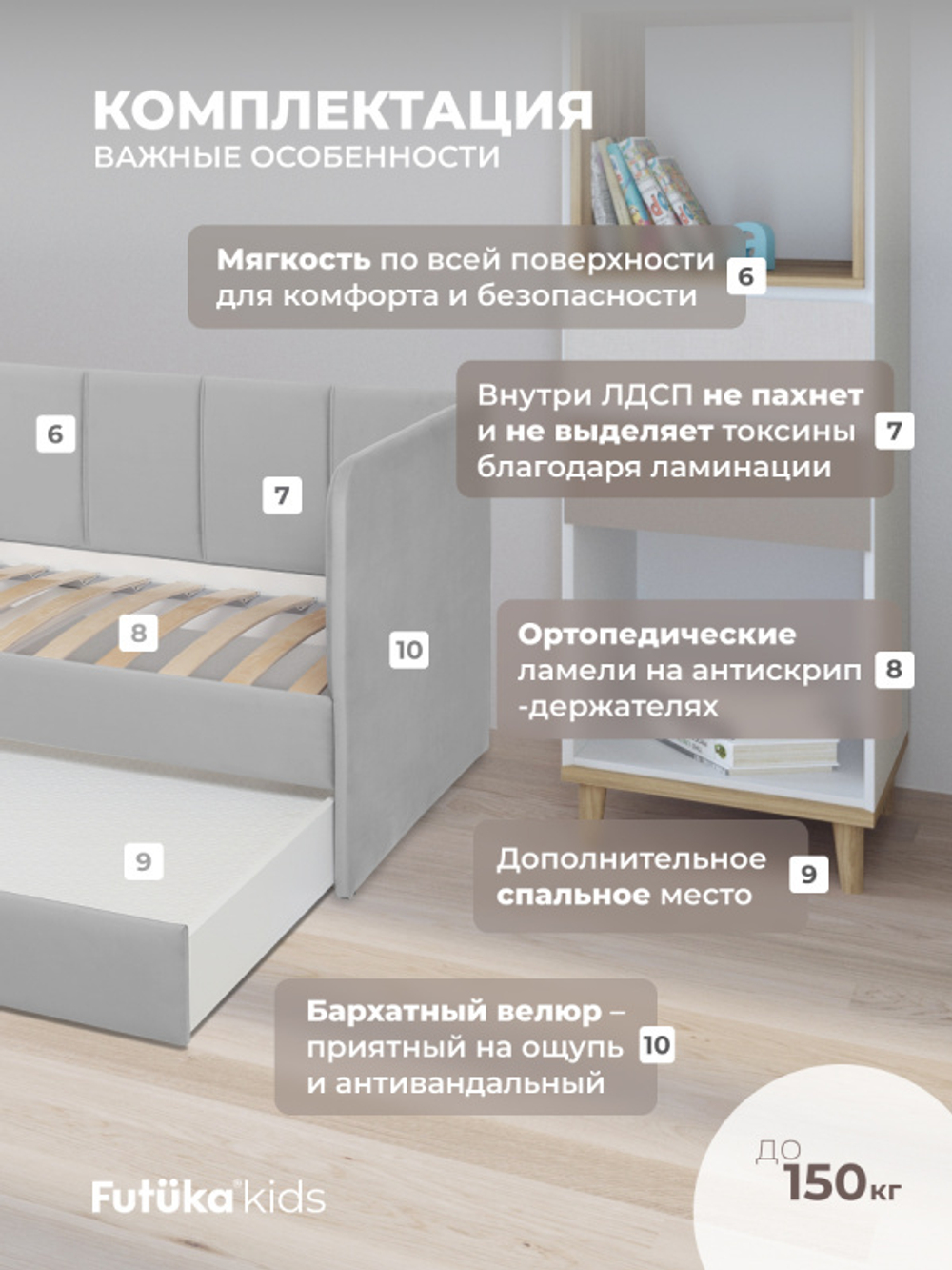 Диван - кровать 180х90 см Stitch ткань Микровелюр