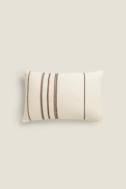 ZARA HOME ЧЕХОЛ НА ПОДУШКУ В ПОЛОСКУ, СВЕТЛО-БЕЖЕВЫЙ