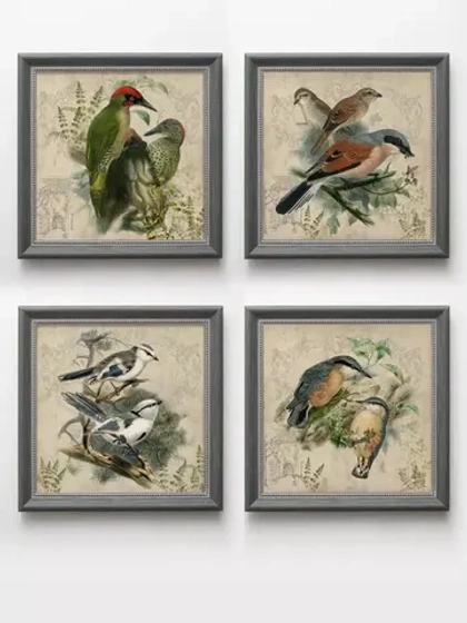 Картины на стену интерьерная на холсте 4 шт, 23*23 см