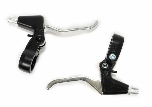 Ручки тормозные TRIX под "два-три пальца", алюминий, для рулей 22,2мм, черные/серебристые