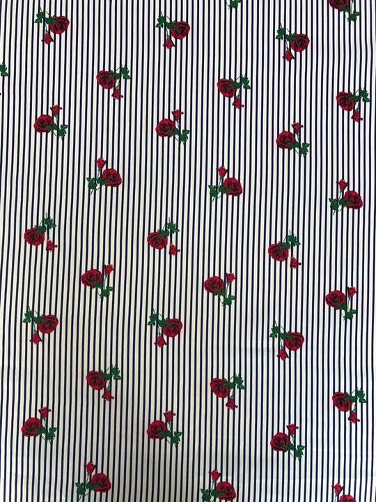 Атлас принт полоска белый/синий, спандекс SATIN D2С1