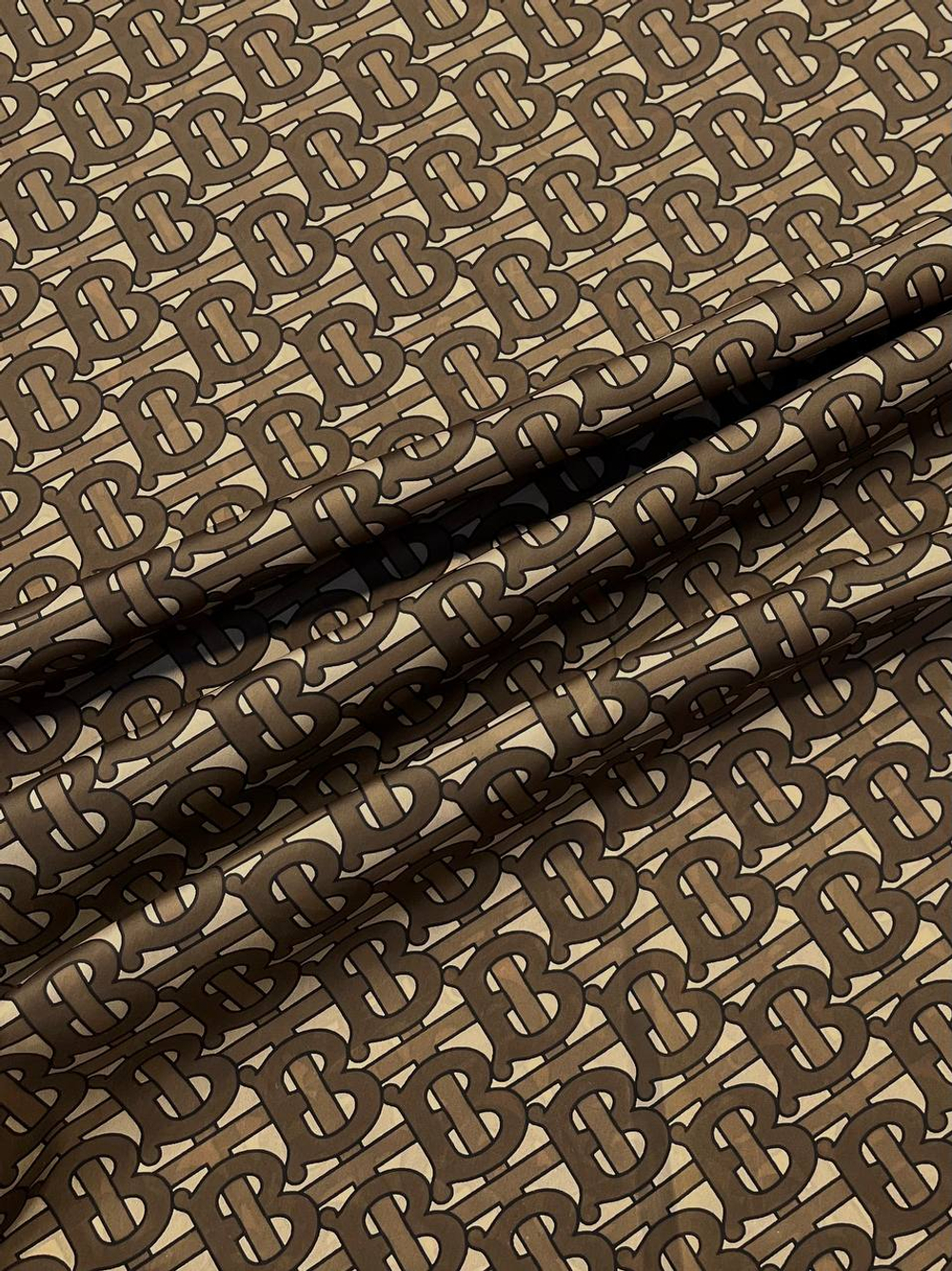 Курточно-плащевая ткань п/э Burberry коричневая с лого