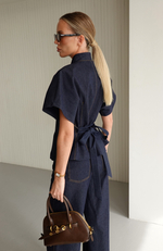 Костюм из джинсы с жакетом кимоно