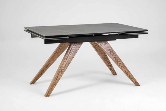 Стол Орландо-М (дуб/нога светлый дуб с черной патиной/столешница стекло Карелия)