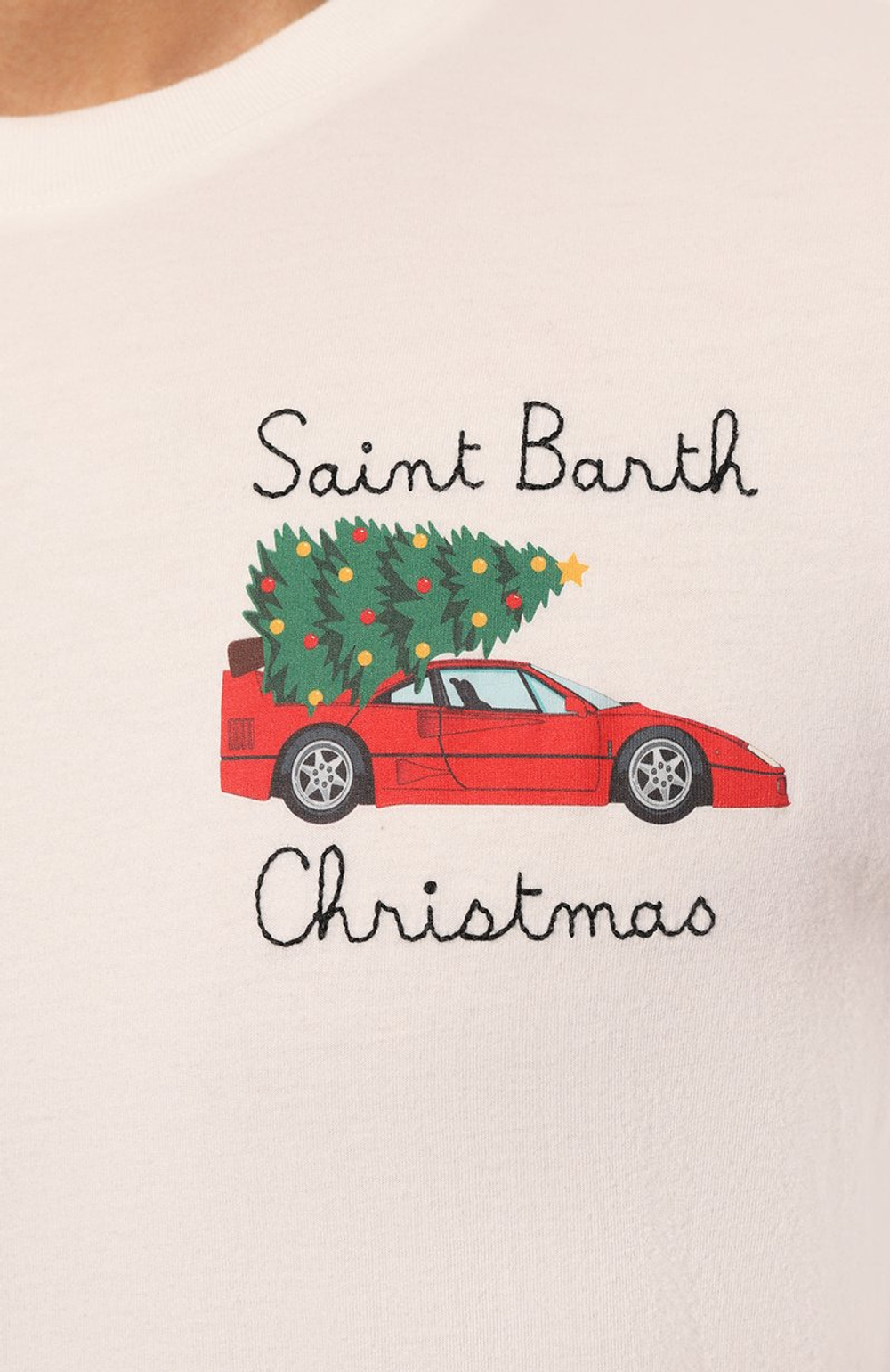 Футболка Saint Barth SPEED CHRISTMAS белый касная машина с елкой