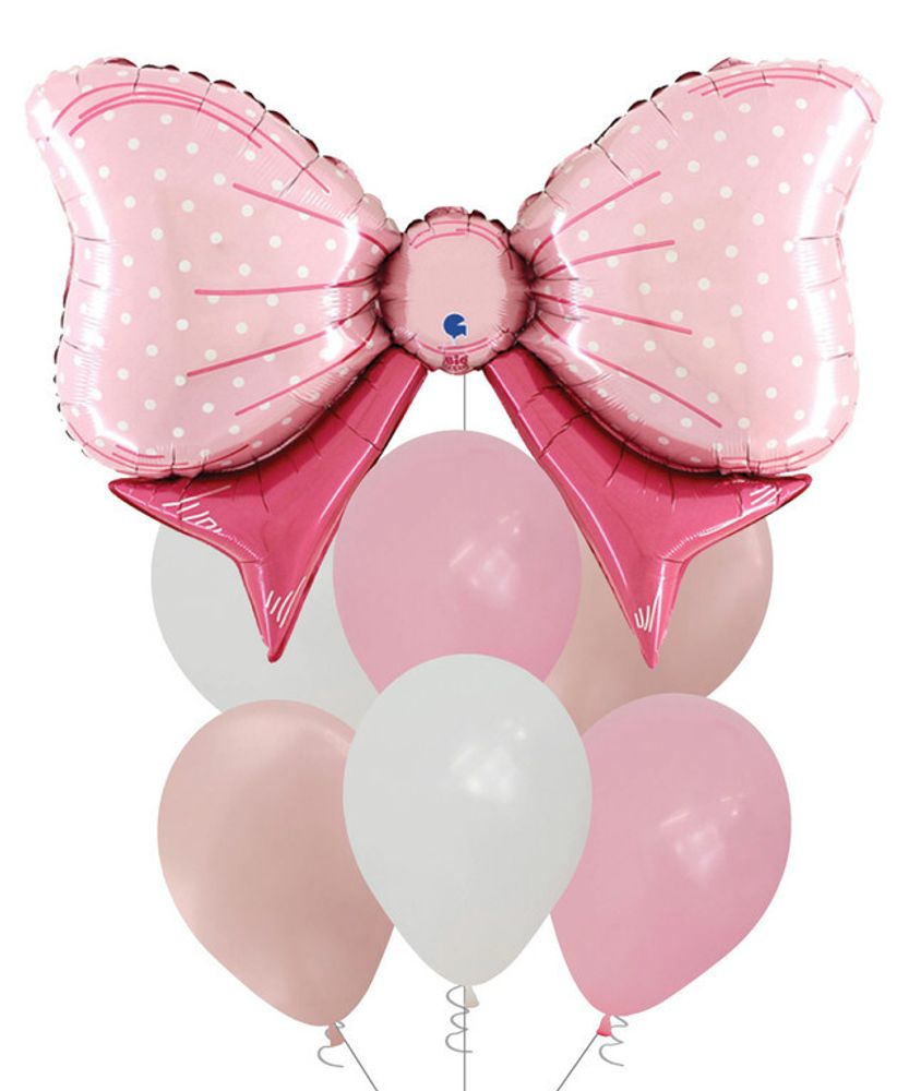 Фонтан из шаров для девочки розового цвета