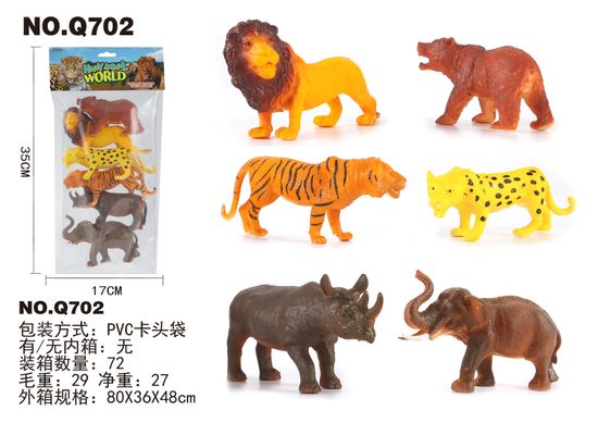 Фигурки "Дикие животные" в пакете, 6 шт