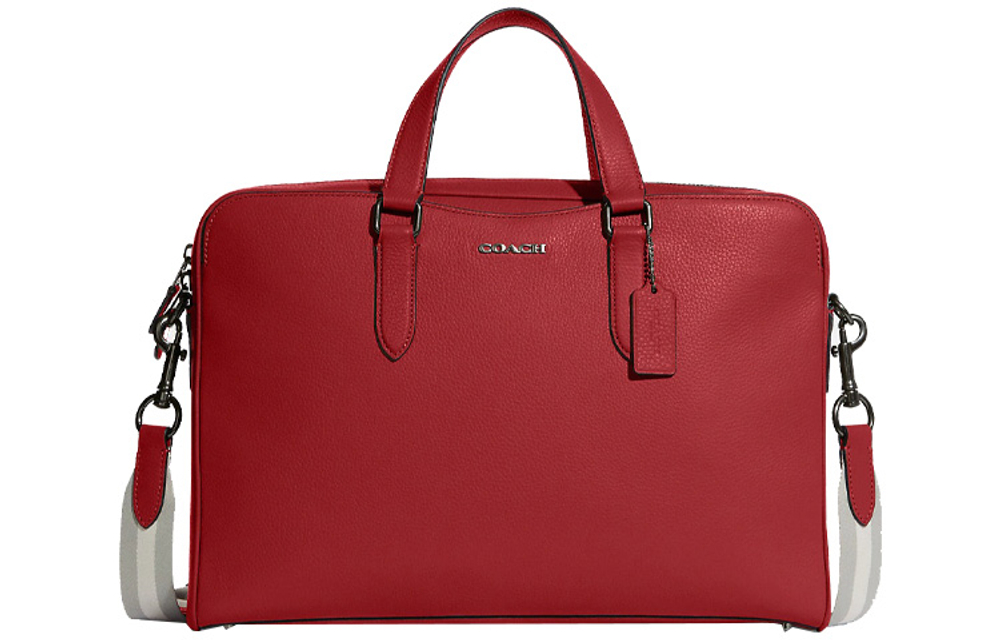 COACH Graham Refined Pebble Leather Handbag, Shoulder Bag, Crossbody Bag Large Men"s Red