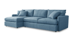 Диван с оттоманкой Стелф ЭКО Strong Plus 09 215*153*90 см, Синий Рогожка Еврокнижка Фиеста