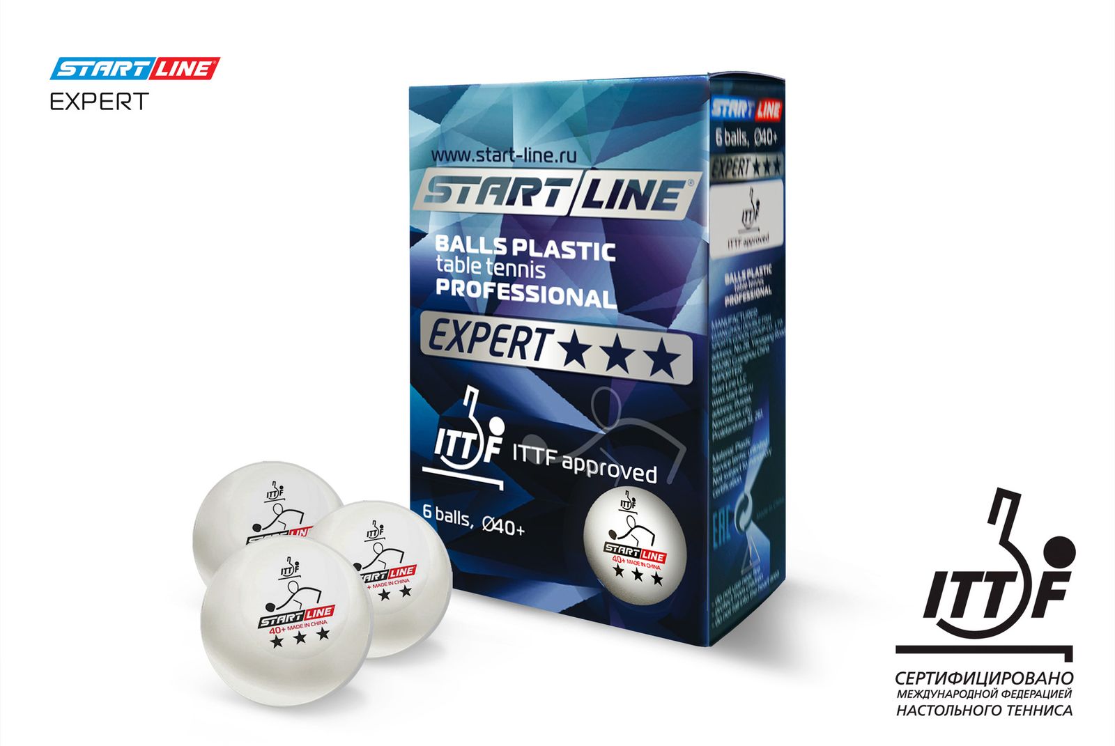 Мячи Start line EXPERT V40+ 3* (ITTF) (6 шт) фото №5