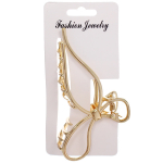 Заколка - краб для волос на блистере «PREMIUM», бантик, цвет золото, 11,5см