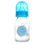 Бутылочка cтеклянная 120мл с силикон.соской/+0/mix.(Пома)