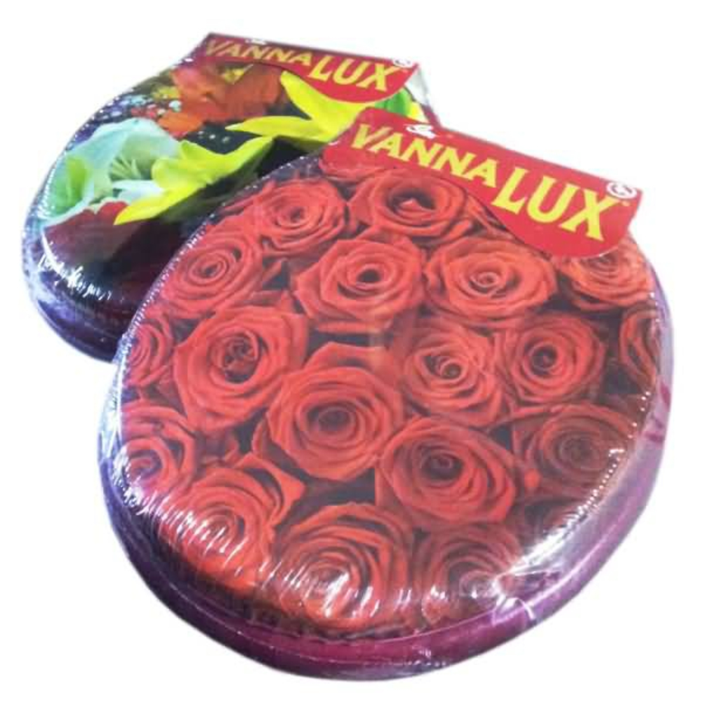 Мягкая крышка-сиденье для унитаза "VANNA LUX" цвет бордо, рисунок в ассортименте